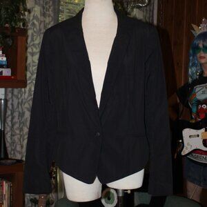 Rag and Bone Black Nylon & Leather Blazer Jacket  12 NWOT $468